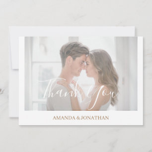 Elegant White Photo Flat Wedding Thank You Card