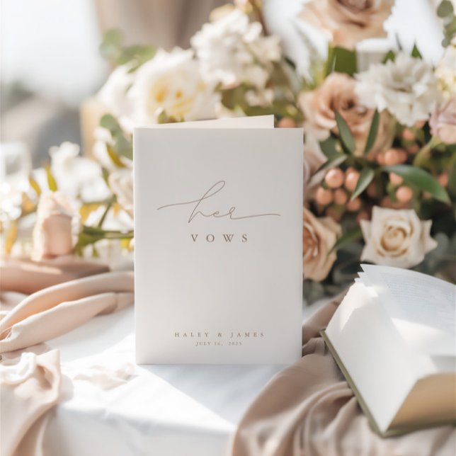 Elegant White Photo Wedding Her Vows Card (Elegant White Photo Wedding Her Vows Card)