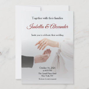 Elegant White Photo Wedding Invitation with Hands