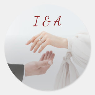 Elegant White Photo Wedding Round Sticker Rings
