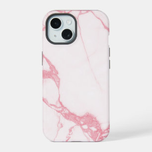 Elegant White Pink Marble Textured iPhone 15 Case
