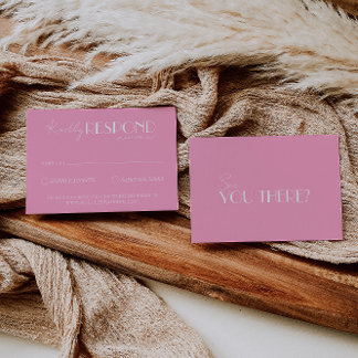 Elegant White Pink Minimalist Bright Wedding RSVP Card
