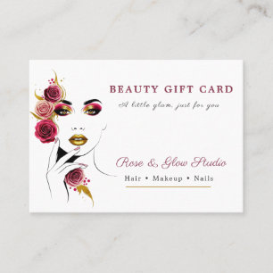 Elegant White Pink Rose Beauty Studio Gift Voucher Discount Card