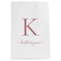 Elegant White Pink Rose Gold Monogram Name