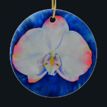 Elegant white pink watercolor floral orchid  ceramic tree decoration<br><div class="desc">Romantic elegant pink and white orchid watercolor painting by H Cooper</div>