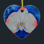 Elegant white pink watercolor floral orchid  ceramic tree decoration<br><div class="desc">Romantic elegant pink and white orchid watercolor painting by H Cooper</div>