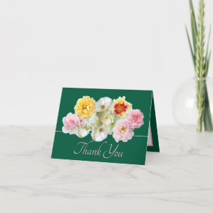 Elegant White Pink Yellow Roses Chic Thank You Card