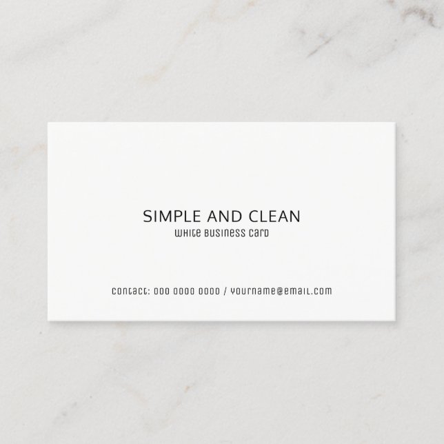 elegant white plain / clean professional business card (Front)