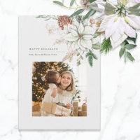 Elegant White Poinsettia and Pine Photo