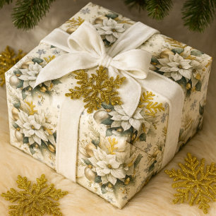Elegant White Poinsettia Christmas  Wrapping Paper