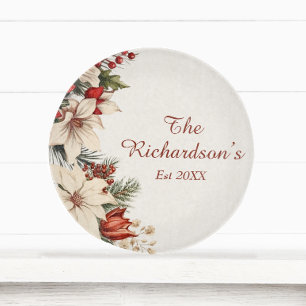 Elegant White Poinsettia Custom Christmas  Cutting Board