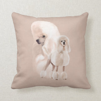 Elegant White Poodle Pastel Collage Cushion