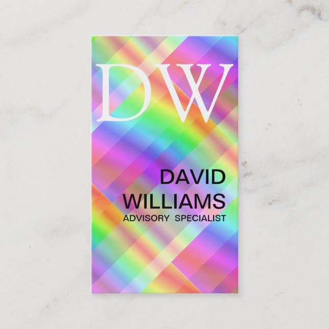 ELEGANT WHITE PROFESSIONAL IRIDESCENT HOLOGRAM BUSINESS CARD (Front)