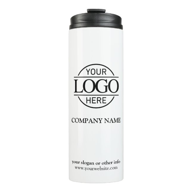 Elegant White Promotional Company Business Logo Thermal Tumbler (Front)