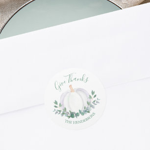 Elegant White Pumpkin Classic Round Sticker