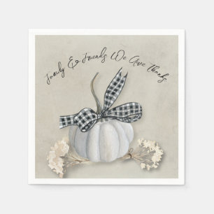 Elegant White Pumpkin Fall Thanksgiving Family Napkin