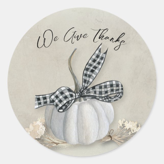 Elegant White Pumpkin Fall Thanksgiving Seal (Front)