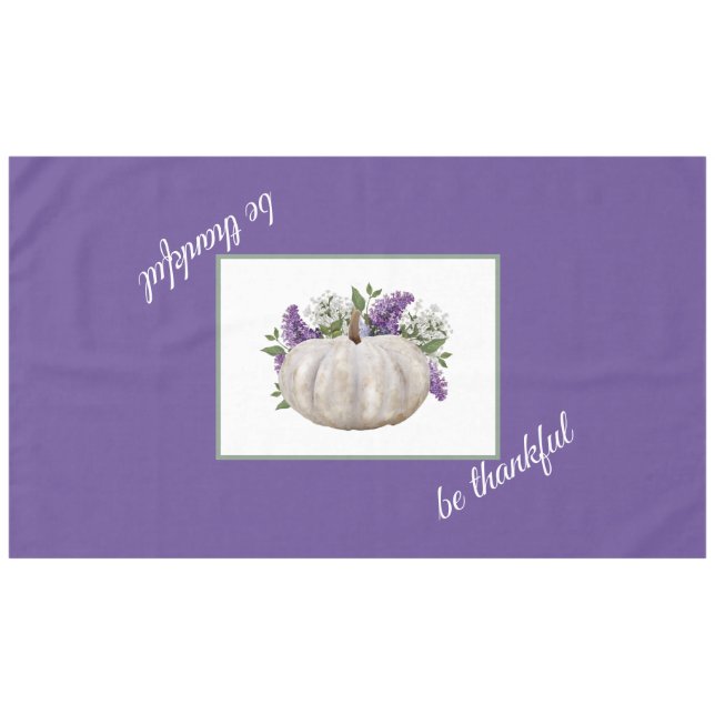 Elegant White Pumpkin Purple Table Cloth (Front (Horizontal))