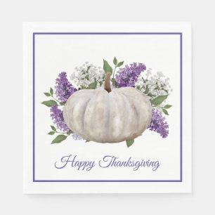 Elegant White Pumpkin Thanksgiving Paper Napkin