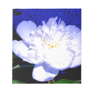 Elegant white purple blue floral flower peony notepad