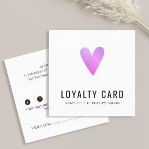 Elegant White Purple Heart Beauty Salon Loyalty Card