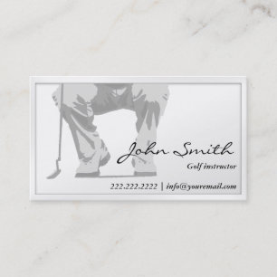 Elegant White Putt Golf Instructor Business Card