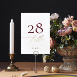 Elegant White Red Plum Burgundy Gold The Wedding Table Number<br><div class="desc">This card is part of a large collection - click below or ask me for me info</div>