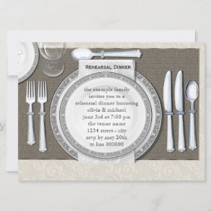 Elegant White Rehearsal Dinner Invitations