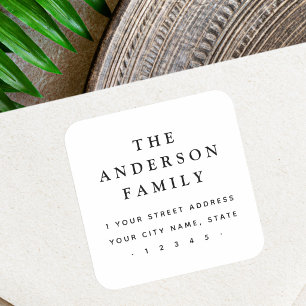Elegant white return address square sticker