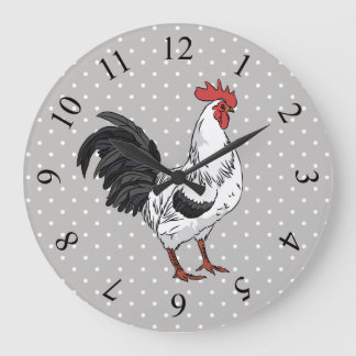 Elegant White Rooster Wall Clock