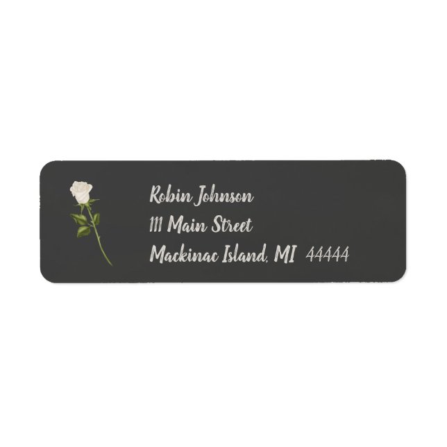 Elegant White Rose Address Label (Front)