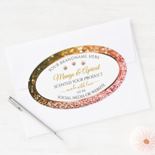 Elegant White Rose and Gold Glitter Product Labels