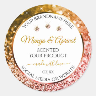 Elegant White Rose and Gold Glitter Product Labels