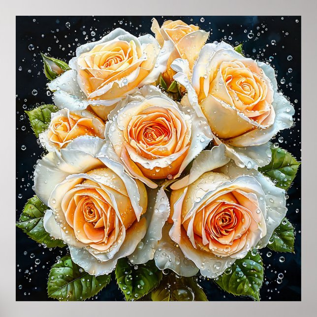 🌹 Elegant White Rose Bouquet For Calm Home Poster (Front)