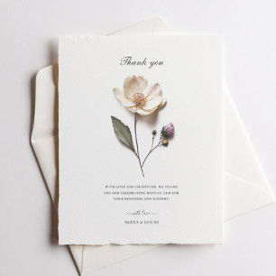 Elegant White Rose Chic Wedding Thank You Card