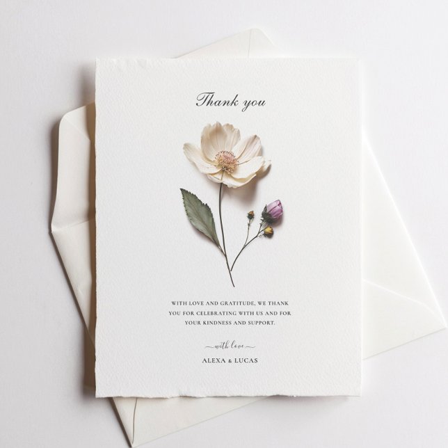 Elegant White Rose Chic Wedding Thank You Card (Creator Uploaded)