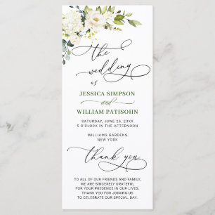 Elegant White Rose Eucalyptus Wedding Ceremony Pro Programme