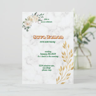 Elegant White Rose Floral 16th Birthday Invitation