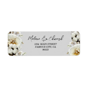 Elegant White Rose Florals Address Label