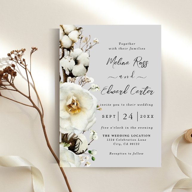 Elegant White Rose Florals Wedding Invitation (Creator Uploaded)
