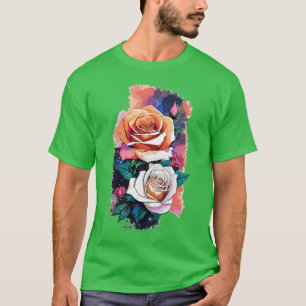 Elegant White Rose Galaxy Streetwear T with Pro Ve T-Shirt