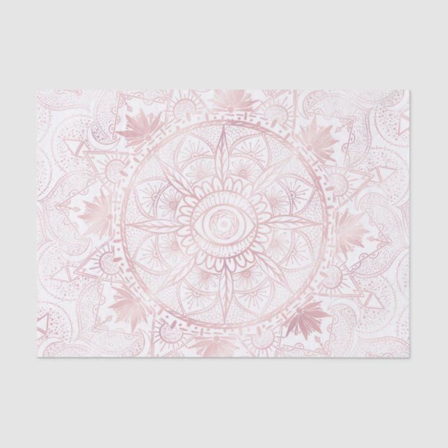Elegant White Rose Gold Eye Sun Moon Mandala Tissue Paper (Front)