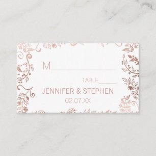 Elegant White Rose Gold Floral Place Cards