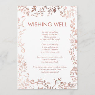 Elegant White Rose Gold Floral Wishing Well Invitation