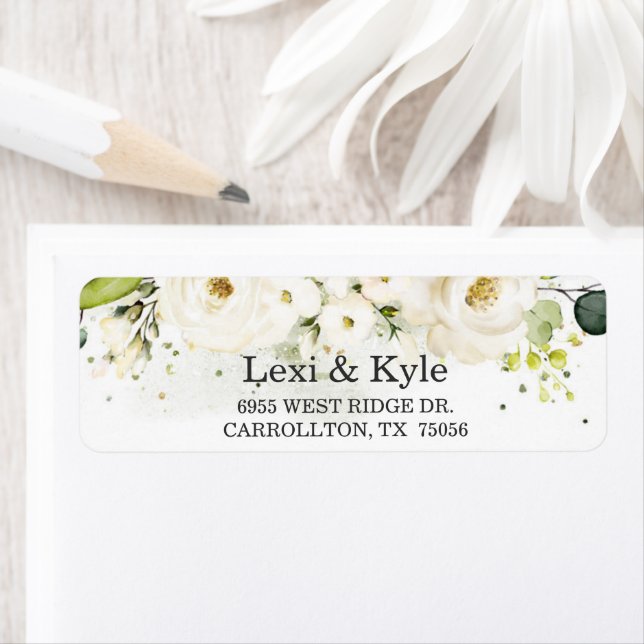 Elegant White Rose & Gold Modern Font Address (Insitu)