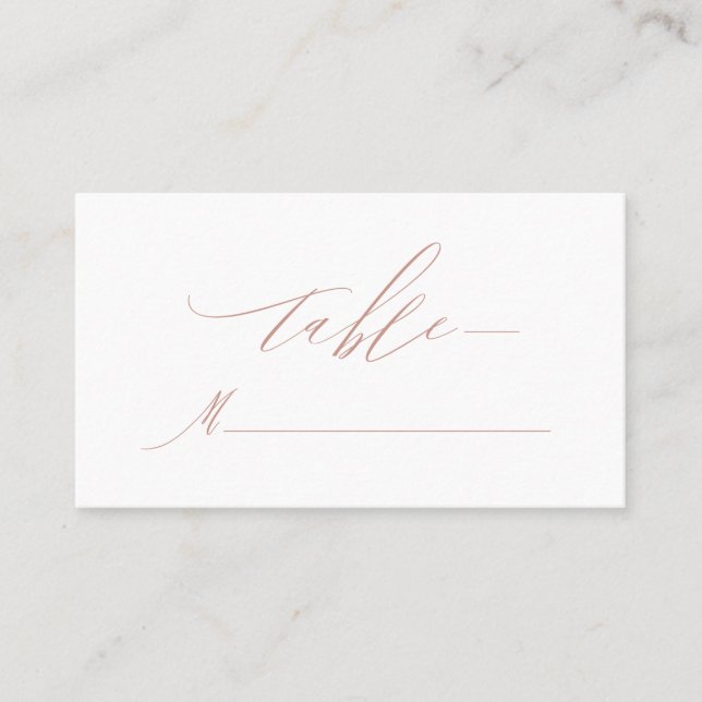 Elegant White Rose Gold Script Monogram Wedding Place Card (Front)