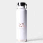 Elegant White Rose Gold Simple Monogram Name Water Bottle<br><div class="desc">This simple,  elegant,  stylish white,  rose gold design features your personalised name,  monogram and business title in trendy,  stylish topography. This item can be and an excellent gift for you,  your family and friends.</div>