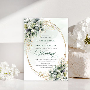 Elegant white rose greenery wedding invitation