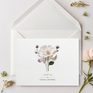 Elegant White Rose Horizontal Wedding Invitation