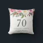 Elegant White Rose Pink Floral 70th Birthday Cushion<br><div class="desc">Elegant White Rose Pink Floral 70th Birthday Thow Pillow

See matching collection below</div>